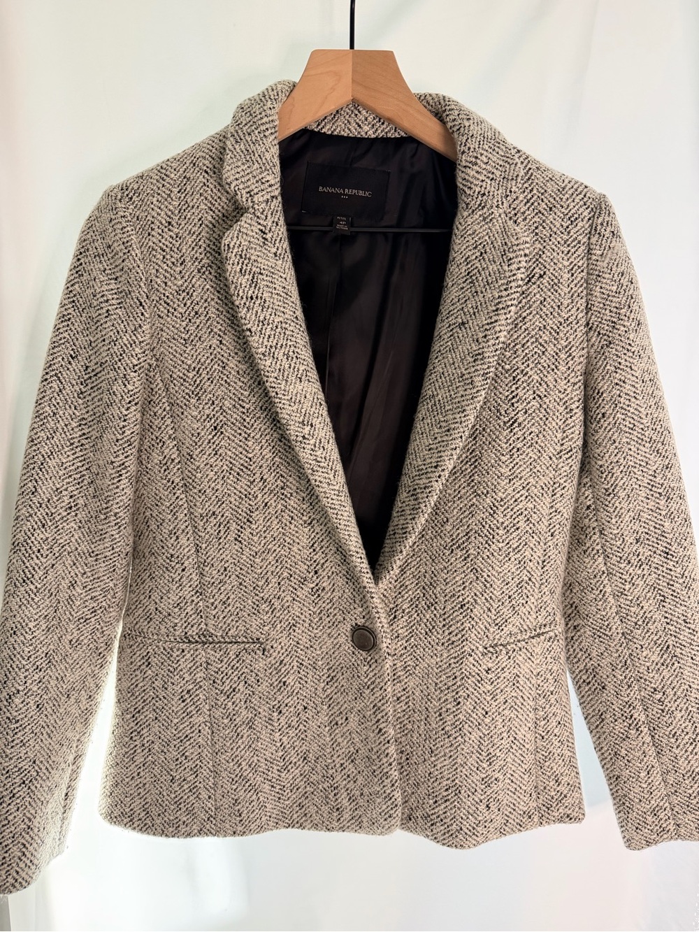 Banana Republic Women's Herringbone Blazer - Black & Cream